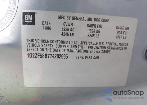 2007 Pontiac G6 Value Leader from USA, damaged, VIN 1G2ZF58B774202995